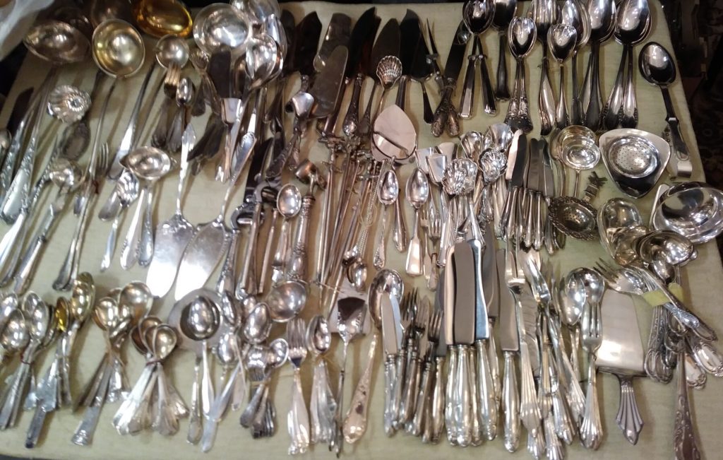 sztućce posrebrzane różne