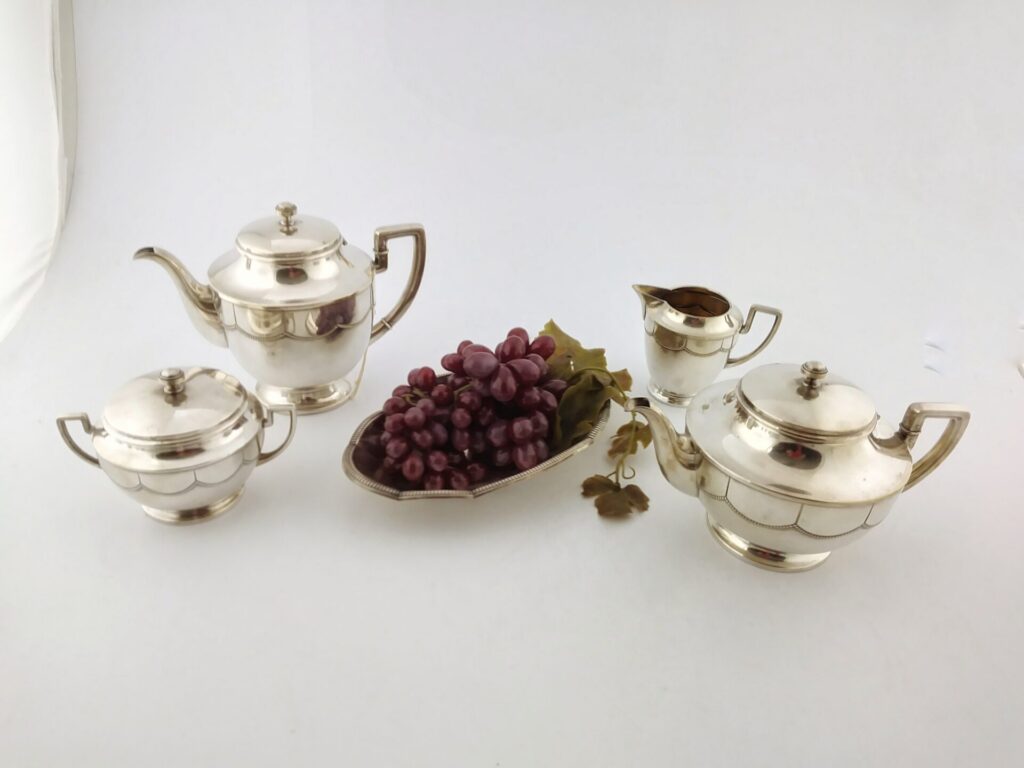 platery - zestaw do kawy posrebrzany 4-roelementowy