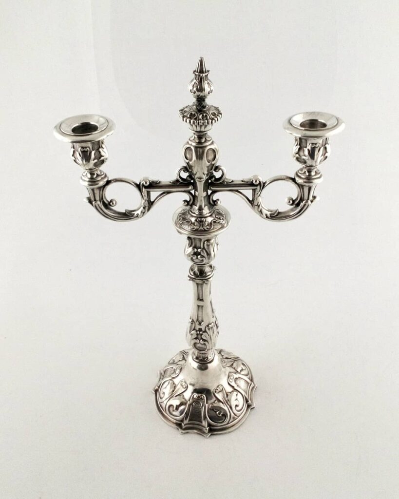 posrebrzany świecznik