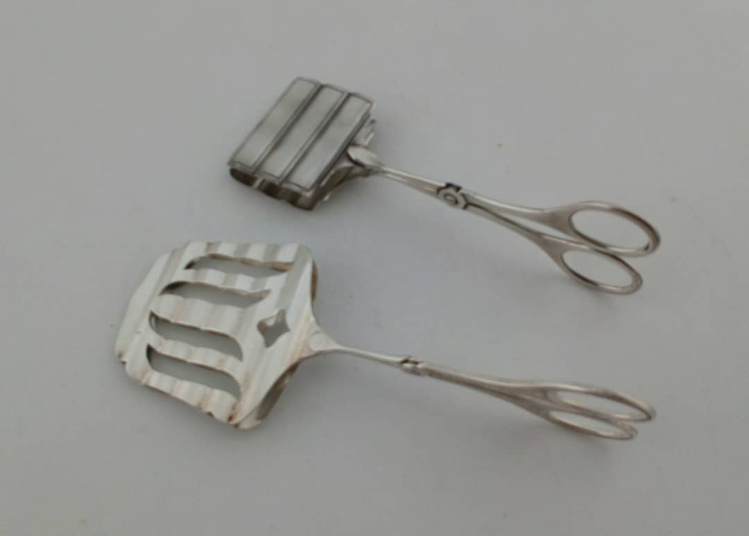 posrebrzane sztućce do szparagów 2 sztuki