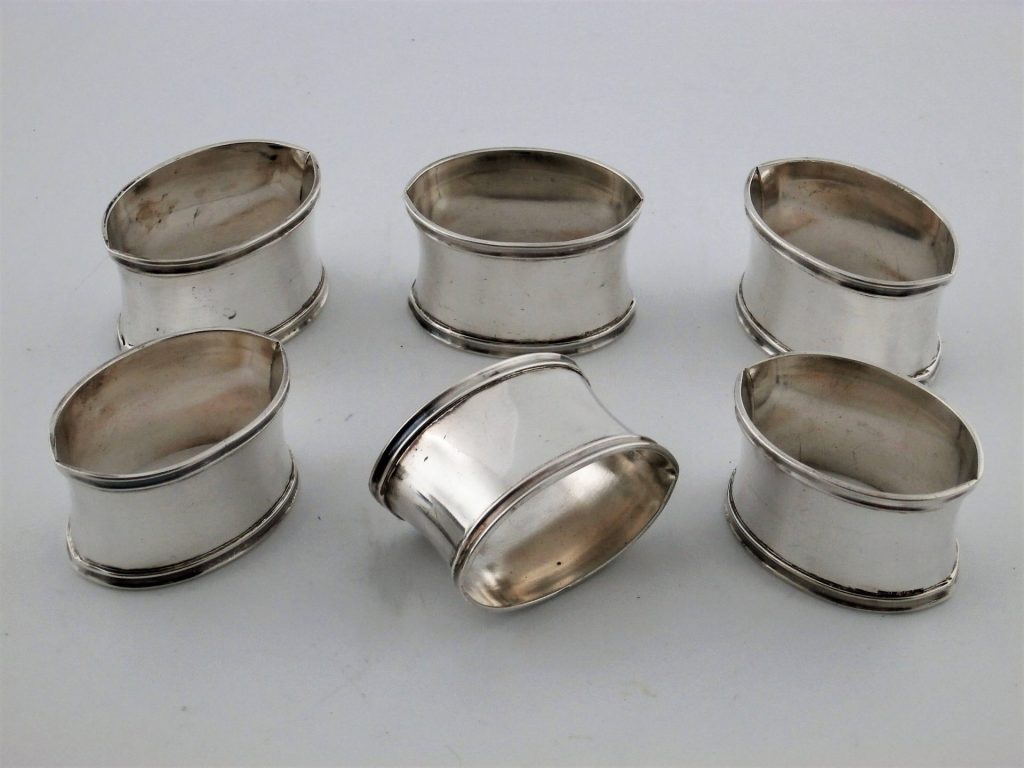 posrebrzane serwetniki obręcze 6 szt