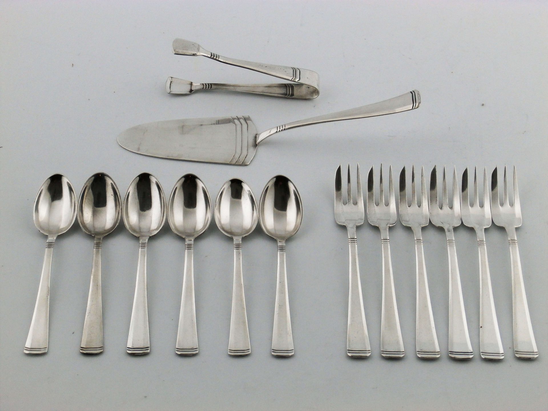 Zestaw deserowy sztućców posrebrzanych dla 6 osób Art-Deco