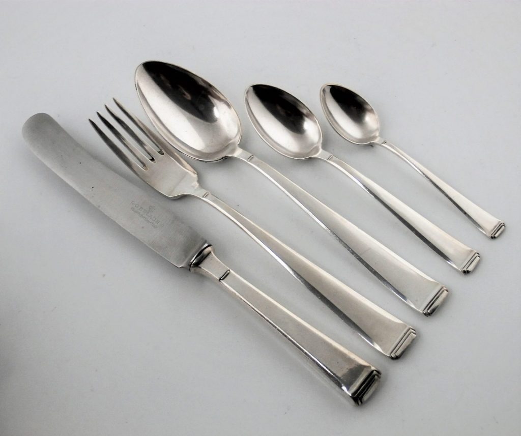 posrebrzane sztućce Art-Deco