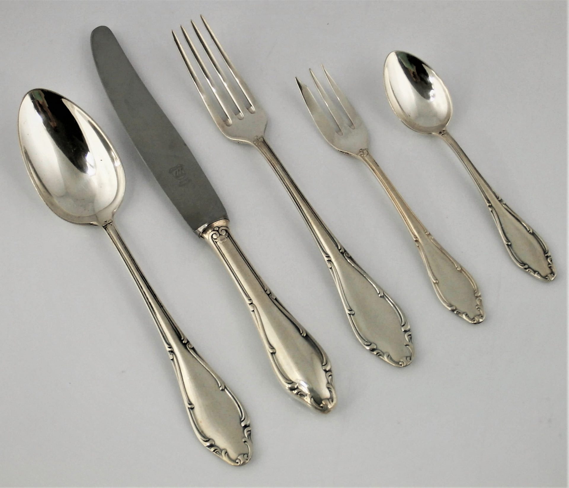 posrebrzane sztućce - po 1 sztuce z zestawu