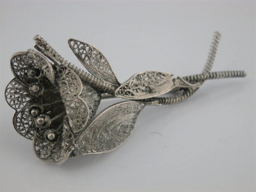 broszka srebrna filigran róża